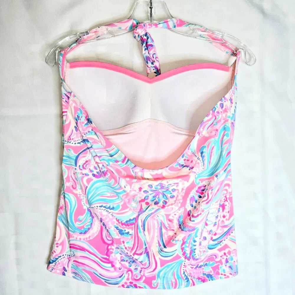 LILLY PULITZER Swimwear Jimmi Tankini Top Prosecco Pink Don't Be Jelly Women S